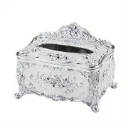 1pc Rose Crown Embossed Tissue Box, Luxurious Elegant Design Tissue Holders, Paper Holder, Napkin Holder For Home Living Room KTV Hotel Bar Club Toilet Bath