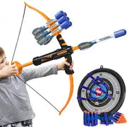 TEMI Bow And Arrow Set Foam Bow Arrow Archery Set - Shoots Over 120 Feet, Includes 10 Arrows, 2 Quiver, 20 Foam Darts And Targets, Outdoor Toy Christmas ,Halloween ,Thanksgiving gifts