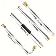 1 Set, High Pressure Cleaning Machine Water Gun Stainless Steel Extension Rod Set With 5 Nozzles 120 Degree Extension Rod Drain Cleaning Rod