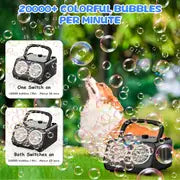 Automatic Bubble Machine Upgrade Bubble Blower With 2 Fans, 20000+ Bubbles Per Minute Bubbles For Kids Portable Bubble Maker Operated By Plugin Or Batteries For Indoor Outdoor Birthday Party