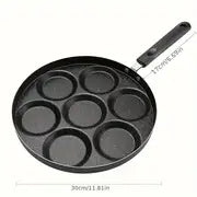 1pc Egg Skillet, Non-Stick Egg Frying Pan, 7-cavity Round Pancake Pan, Mini Pancakes Fried Egg Burger Pan, Omelet Skillet, Cookware, Kitchenware, Kitchen Accessories