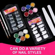 Professional Acrylic Nail Kit with 12 Glitter Powder and Nail Art Tips - DIY Nail Starter Kit for Perfect Manicures