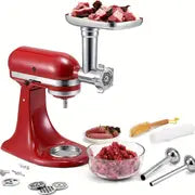 1pc, Food Grinder Attachments For KitchenAid Stand Mixers, Meat Grinder, Sausage Stuffer, Perfect Attachment For KitchenAid Mixers, Silvery(Machine/Mixer Not Included) Kitchen Stuff Kitchen Accessories Baking Supplies