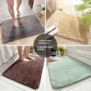 Bath Mats For Bathroom - Anti Slip Absorbent Bathroom Mats Soft Microfiber Bath Mats - Fluffy Plush Shaggy Bathroom Rugs And Mats For Shower, Tub, Sink