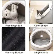 Cozy Cartoon Cat Cave Bed - Keep Your Kitten Warm And Snug In This Cute Pet House!