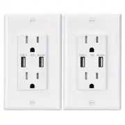 2/10 Packs, 5V/4.8A USB Outlet, Upgraded Electrical Wall Outlet With Dual High-Speed USB Ports, Duplex 15A Tamper Resistant USB Outlets Receptacle, Overcurrent Protection, ETL Listed, White