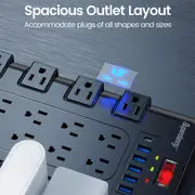 SUPERDANNY 22 Outlets + 6 USB Surge Protector - 15A 6.5Ft Long - Protect Your Electronics Now!