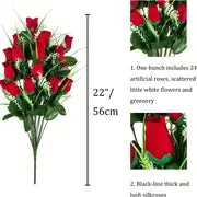 2 Sets Artificial Cemetery Flowers,Outdoor Grave Decorations Roses,Beautiful Arrangements Bouquet With Cemetery Vase,Lasting And Non-Bleed Colors (Red)