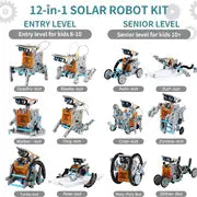 12-in-1 STEM Solar Robot Kit: Educational Science Experiment Set - Perfect Gift For Kids Boys & Girls,Christmas And Halloween Gift,Thanksgiving Gift!