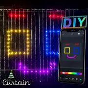 US Standard Adaptor 1set 400 LED Curtain String Lights With App Control RGB Color Displays, Limitless Color & Pure Warm White Lighting