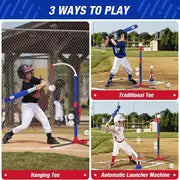 3 In 1 Kids Baseball Toy Set, For Kids 3-5 Years Old, With Hanging Ball Holder/Standing T-BALL/Auto Launcher/6 Baseballs, Adjustable Height Toddler Baseball Set Indoor Outdoor Sports Gift Toy