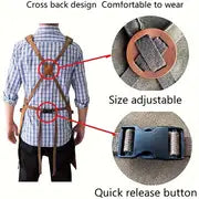 1pc GOXAWEE Work Aprons For Men With Pockets, Heavy Duty Waxed Canvas Woodworking Apron - Waterproof Durable Adjustable Shoulder Strap For Carpenters, Mechanics, Artist