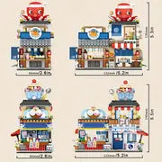 Japanese Street View Izakaya Shop Mini Building Blocks, MOC Creative Japanese Toys Model Set, Home Decoration Desktop Decoration, 789 PCS Simulation Architecture Construction Toy