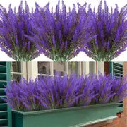 16pcs, Fadeless Artificial Lavender Flowers for Outdoor Decoration - Anti-UV Plastic Plant for Garden, Porch, and Window Box