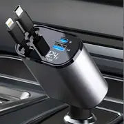 Digital Display Super Fast Charging 120W Metal Car Charger 4-in-1 Cigarette Lighter With Wire Car Charger