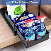 1pc 2-Tier Sliding Under Sink Organizers And Storage, Multifunctional Narrow Space Under Counter Storage Pull Out Cabinet Drawer Organizer, Kitchen Accessories,