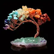 1pc Natural Reiki Crystal Healing 7 Chakra Good Luck Money Tree Crystal Tree With Agate Base - Meditation Spiritual Decor For Good Luck Wealth & Prosperity