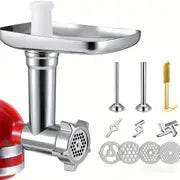 1pc, Food Grinder Attachments For KitchenAid Stand Mixers, Meat Grinder, Sausage Stuffer, Perfect Attachment For KitchenAid Mixers, Silvery(Machine/Mixer Not Included) Kitchen Stuff Kitchen Accessories Baking Supplies