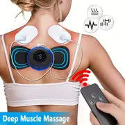 EMS Neck Massager + 2 Massage Tablets Rechargeable Remote Control Electric Cervical Massage Sticker Muscle Stimulator Low Frequency Pulse Massage Tablets