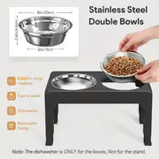 Multi Heights Folding Feeder, Raised Dog & Cat Bowls - Adjustable Heights & Stainless Steel - Perfect for Small & Large Pets!