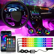 Car LED Lights, 4pcs 48 LED Interior Lights, Smart App Control Lights Bars, Multicolor Music Car Strip Light Under Dash Lighting