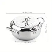 1pc Fry Pan, Deep Fryer, Frying Pot, 304 Stainless Steel Deep Fryer Pan With Thermometer, Lid,Oil Drip Drainer Rack For Turkey Legs, Chicken Wings, French Fries - 7.87inch/9.45inch