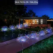 200LEDs 8 Modes Solar Firework Lights, Outdoor Garden Waterproof Fireworks Lamps For Walkway Pathway Backyard Lawn Landscape, Vibrant Tree Decorative Stick String Light