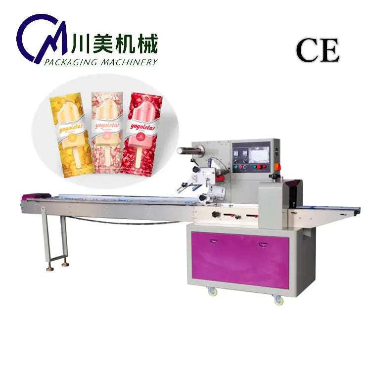 Automatic frozen food ice cream popsicle ice lolly flow food packing machine