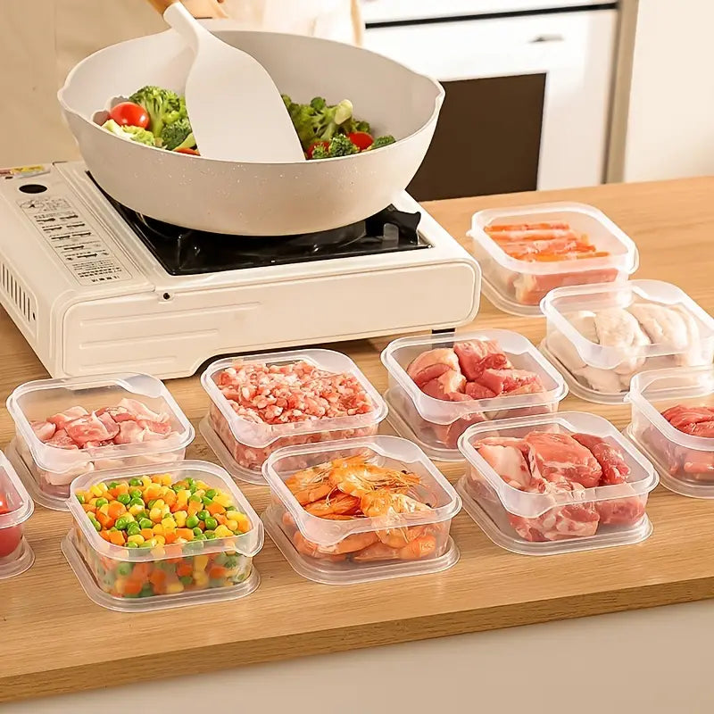 10pcs Transparent Food Preservation Box, Refrigerator Vegetable Meat Storage Sorting Box, Food Storage Containers, Home Kitchen Utensi