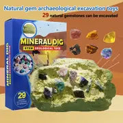 Unearth 28-29 Natural Gemstones With The Geographic Gem Ore Digger Kit - Real Gems & Crystals, Volcanic Minerals - Geology & Archeology Science Kit - Halloween,Christmas And Thanksgiving Day Gift