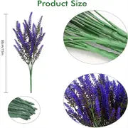 16pcs, Fadeless Artificial Lavender Flowers for Outdoor Decoration - Anti-UV Plastic Plant for Garden, Porch, and Window Box