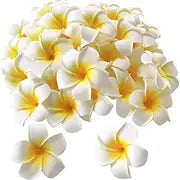 100pcs Stunning Yellow & White Artificial Plumeria for Weddings and Parties - Long-Lasting DIY Flower Decorations