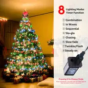 1pc, 400 LED Christmas Tree Decor String Lights with Ring - Festive Holiday Accessory for Birthday Parties and Scene Decor