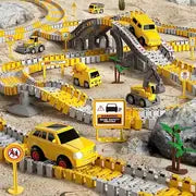 255PCS Construction Race Tracks Toys For Kids , 4 Construction Cars, Engineering Gifts For 3 4 5 6 Year Old Boys Girls