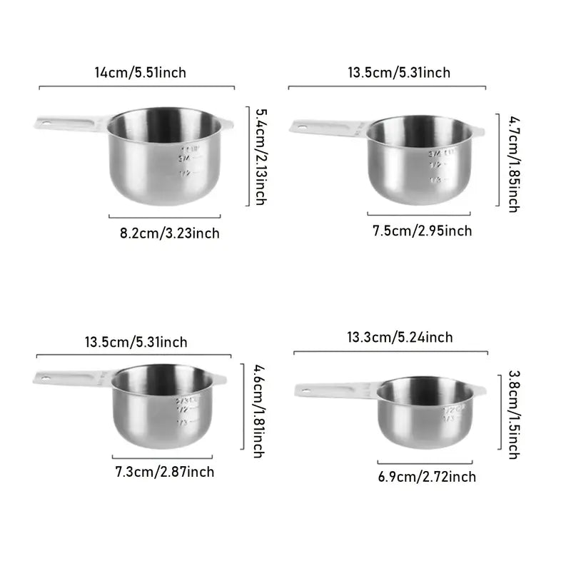 1 Set Stainless Steel Measuring Cups & Spoons Set, Cups And Spoons, Kitchen Gadgets For Cooking & Baking (4+6) 0.86lb