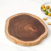 1pc, Round Cutting Board, Wooden Chopping Board, Exquisite Non-Splicing Acacia Wood Cheese Board, Reversible Round Charcuterie Board, Dessert Plate, Steak Tray, Kitchen Accessaries,