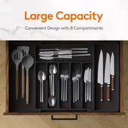 1pc Expandable Cutlery Drawer Organizer, Flatware Drawer Tray For Silverware, Serving Utensils, Multi-Purpose Storage For Kitchen, Home Storage, Home Decor, Space Saving Organization, Kitchen Accessories