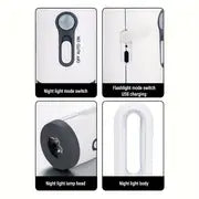 1pc Motion Sensor Night Light, Rechargeable Portable LED Night Light, With Flashlight With Dusk To Dawn Sensor, For Bedroom, Bathroom, Nursery, Toilet, Reading, Camping