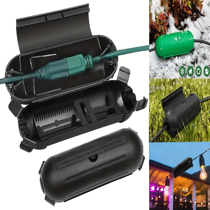 3pcs Outdoor Extension Cord Cover - Black/Green Weather Resistant Plug Connector Safety Seal For Outside