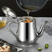 1pc Stainless Steel Oil Pot with Filter - Separate Oil Residue and Seasoning Bottle - Perfect for Kitchen Storage