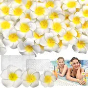 100pcs Stunning Yellow & White Artificial Plumeria for Weddings and Parties - Long-Lasting DIY Flower Decorations