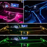 19.69 Feet Car LED Strip Light, RGB Interior Car Ambient Lights, 5-In-1 With 236.22 Inches Multicolor Dash Ambient Interior Lighting Kits, Music Mode Sound Active And Mobile APP Wireless Control,Compatible With All Car Models.