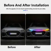 RGB Colorful Car LED Hood Lights Strip Drl Daytime Running Lights Headlight Decorative Light Auto Bar APP Remote Control 12v Car Ambient Light