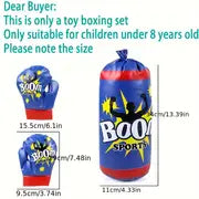 Kids Boxing Set Sandbag Gloves Sports For Children, Freestanding Blow Up Bouncing Boxing Bag For Exercise, Bop Bag & Bop Gloves Set Kids Punching Bag With Gloves, Halloween Christmas Gift