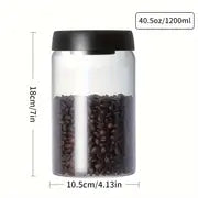 1pc High-Quality Borosilicate Glass Vacuum Jar for Coffee Beans and Kitchen Storage - 500ml/900ml/1200ml/1800ml Capacity - Transparent and Durable - Perfect for Preserving Freshness and Aroma