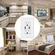 2/10 Packs, 5V/4.8A USB Outlet, Upgraded Electrical Wall Outlet With Dual High-Speed USB Ports, Duplex 15A Tamper Resistant USB Outlets Receptacle, Overcurrent Protection, ETL Listed, White