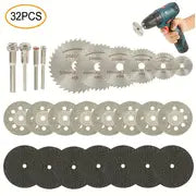 32pcs Mini HSS Circular Saw Blade Resin Cut-Off Woodworking Cutting Discs Diamond Metal Saw Blades For Rotary Tools