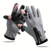 Men's New Waterproof Cold-proof Non-slip Warm Plus Velvet Index Finger Gloves Suitable For Outdoor Sports Fishing For Spring And Winter