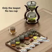 Set, Lazy Kung Fu Glass Tea Set, Semi Automatic Drip With Infuser Glass Teapot Set, Magnetic Switch Teapot Teacup Set, Glassware, Drinkware, Birthday Gifts