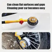 Car Wash Brush Cleaning Kit 360° Spin Car Mop Microfiber Car Cleaning Brush Detachable Extendable Scrub Brush Garden Hose Spray Nozzle Spray Gun